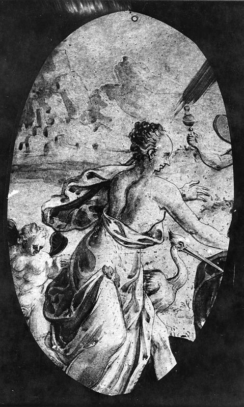 Femme drapée, l'Amour et héron