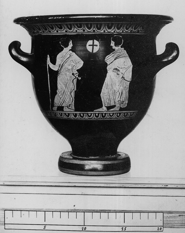 Cratère en cloche à figures rouges : Éros volant vers un pilier hermaïque