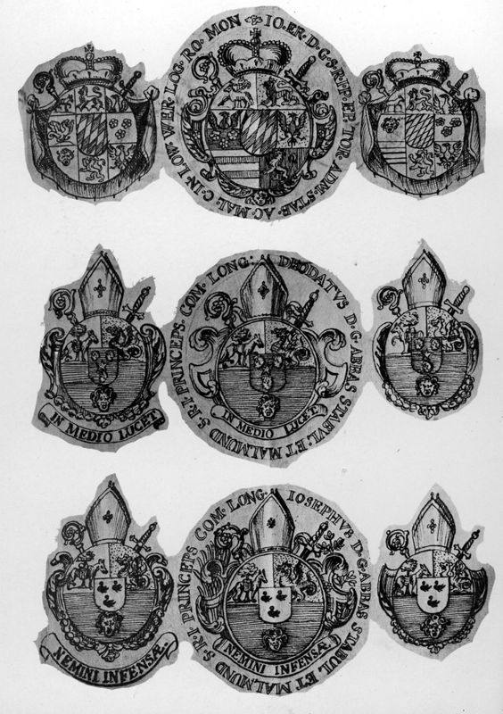 Relevé de 3 armoiries de l'abbaye de Stavelot