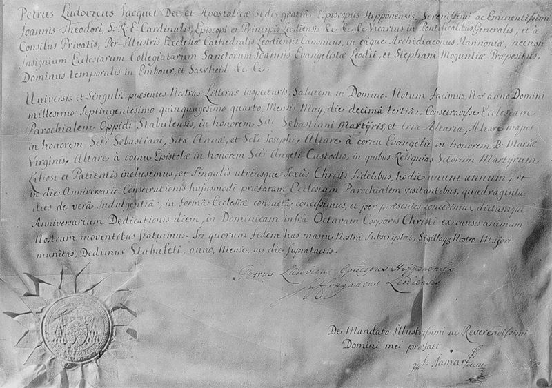 Acte de consécration de l'Eglise paroissiale