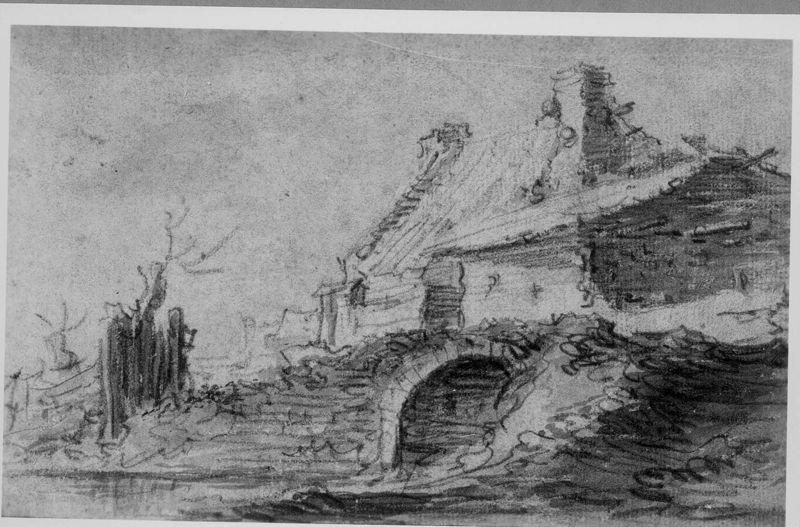 Brug en rivier voor hoeve