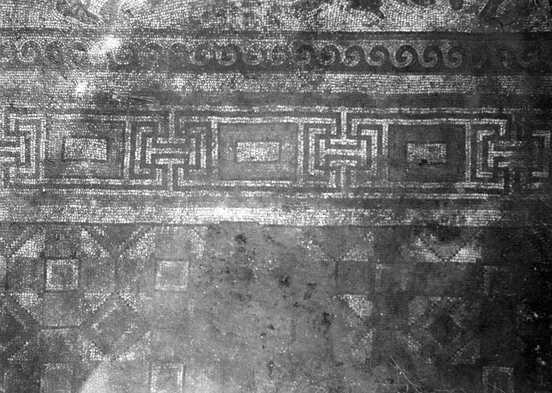 Site archéologique d'Apamée/Apamea: grande mosaïque de chasse du Triclinos in situ