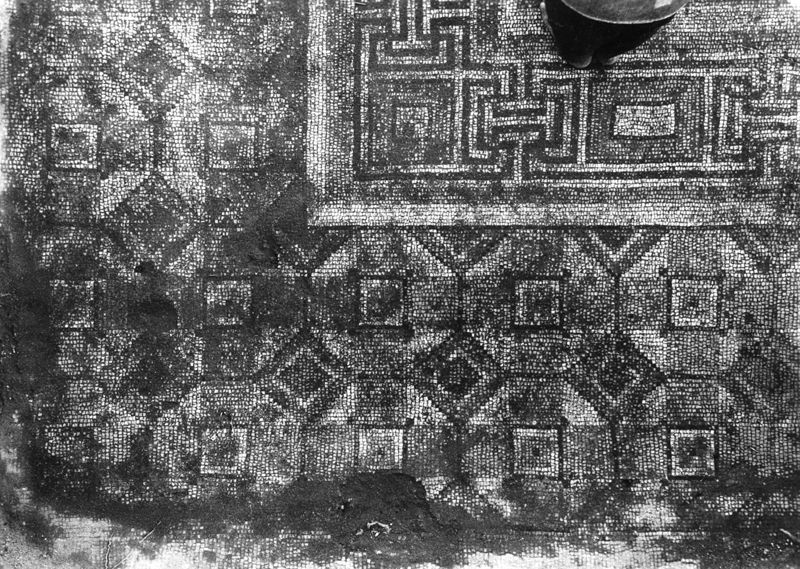 Site archéologique d'Apamée/Apamea: grande mosaïque de chasse du Triclinos in situ