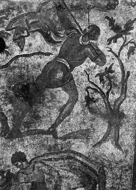 Site archéologique d'Apamée/Apamea: grande mosaïque de chasse du Triclinos in situ