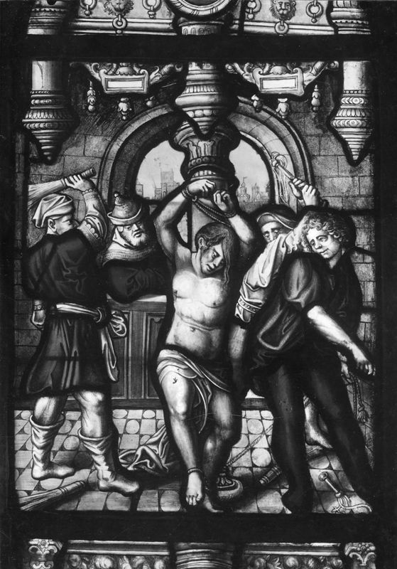 Donateurs, Flagellation, Christ et Véronique, armoiries...