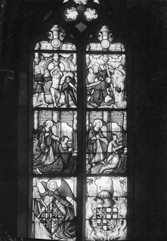 Donateurs, Flagellation, Christ et Véronique, armoiries...
