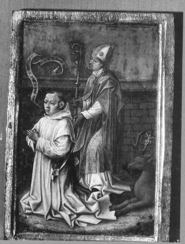 Panneau droit: Saint Hubert de Liège présentant un chartreux