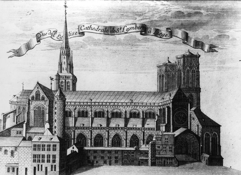Vue de la face Nord de la Cathédrale Saint-Lambert à Liège