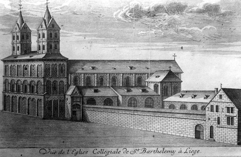 Vue de la collégiale de Saint-Barthelemy à Liège