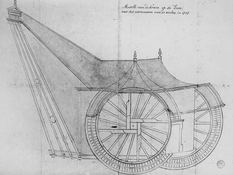 Model van de kraan op de Lievekaai