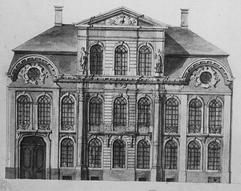 Gezicht op de voorgevel van het Faliganhotel op de Kouterte Gent