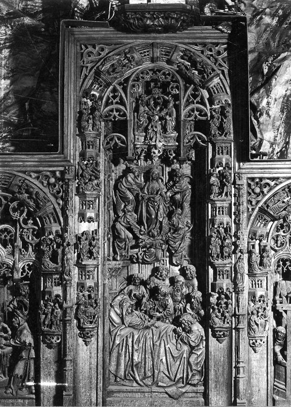 Retable de la Vie de la Vierge : Dormition, Assomption, Couronnement de la Vierge