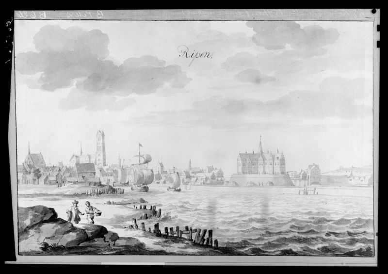 Zicht op de stad Ribe (Denemarken)