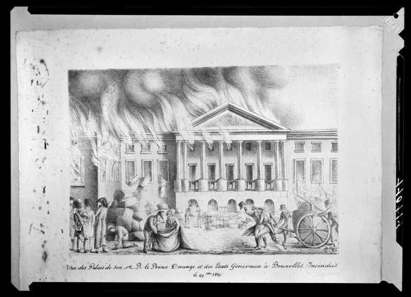Incendie des palais du prince d'Orange et des Etats Généraux le 29 octobre 1820 à Bruxelles