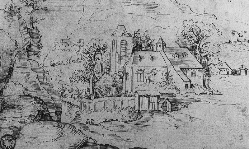 Landschap met een dorpskerk