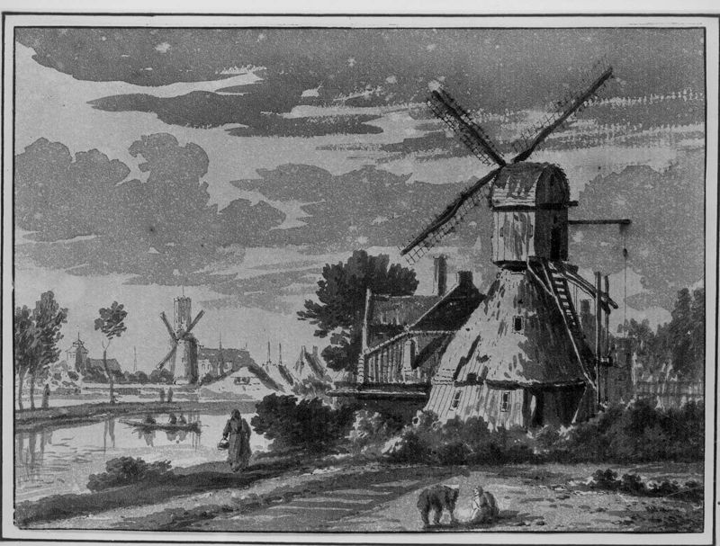 Windmolen ("Slyp molen" ?) in de buurt van Utrecht