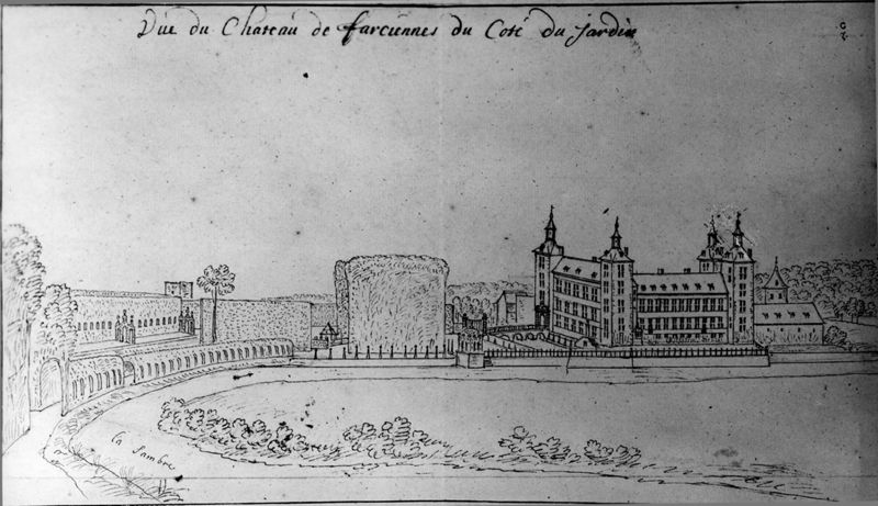 Les délices du Pays de Liège et de la comté de Namur : Farciennes, le château vu du Sud (de près)