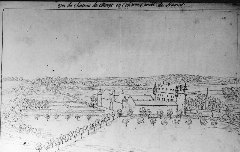 Les délices du Pays de Liège et de la comté de Namur : Mozet, Château et église Saint-Lambert