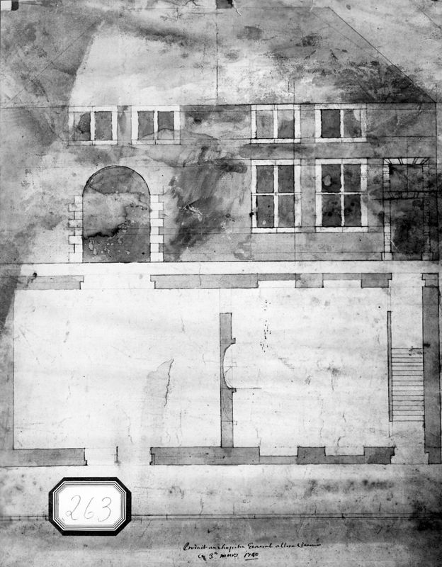 Bâtiment - Plan et élévation de la façade principale