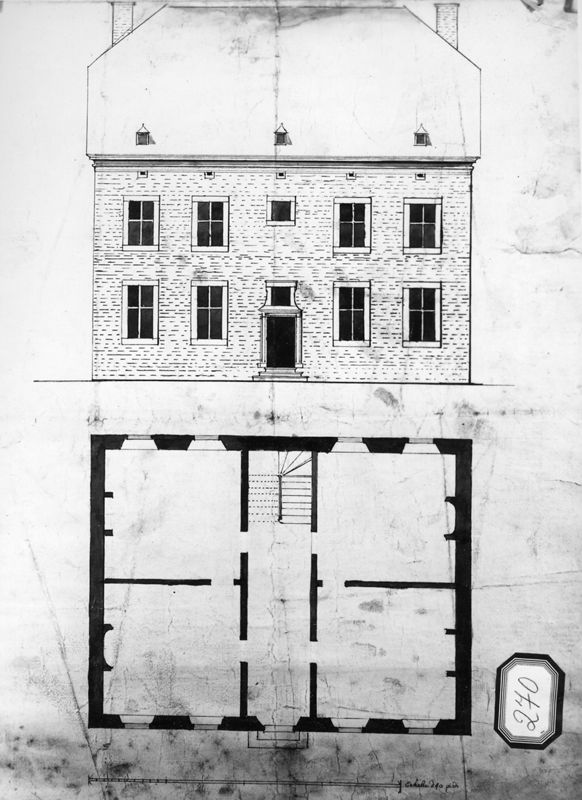 Maison vers 1700 - Plan et élévation de la façade principale