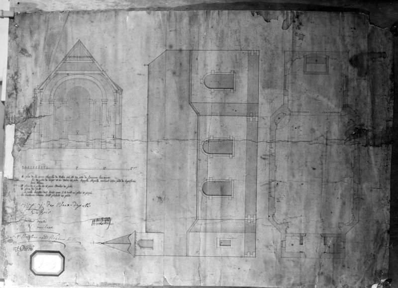 Nouvelle chapelle de Rotheux (XVIIIe) - Plan, coupe et élévation