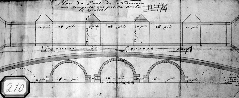 Pont de Tamines, sur la Sambre - Plan et élévation