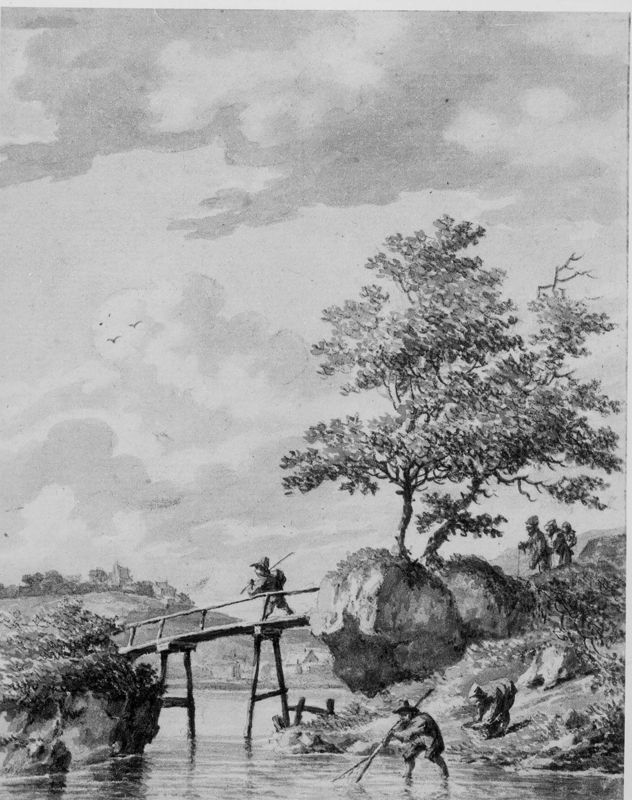 Houten brugje over rivier