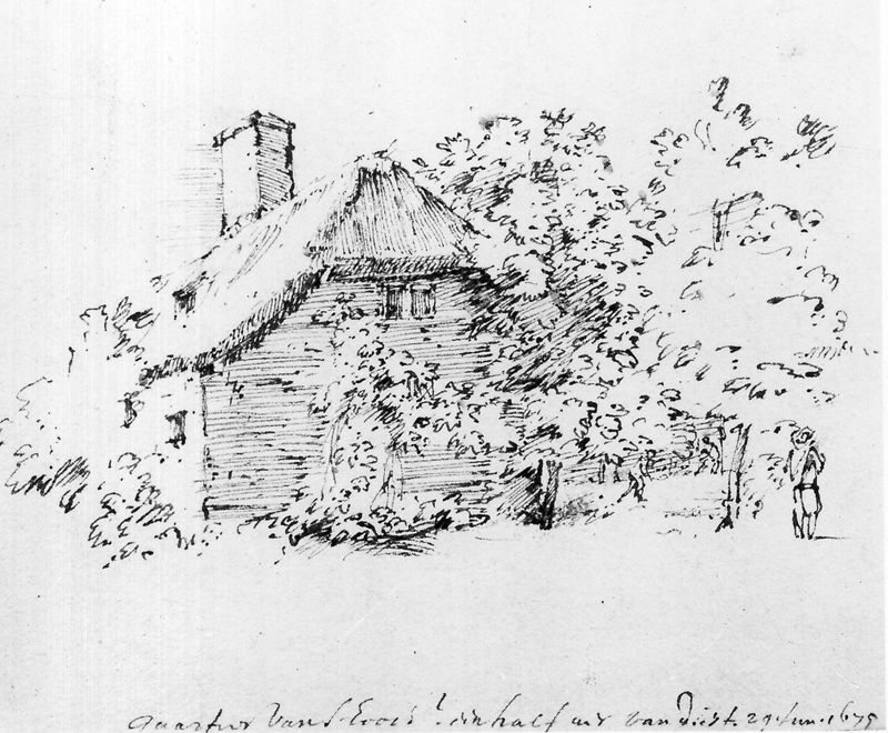 Huisje omgeven door bomen
