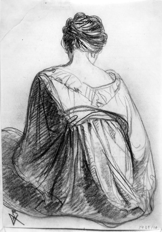 Jeune fille assise de dos