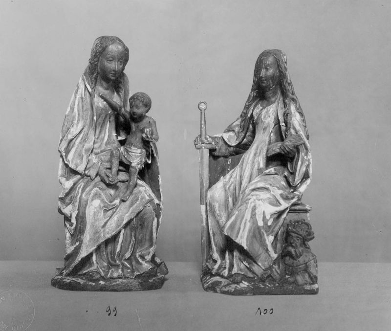 Retable avec la Vierge à l'Enfant au fruit, Trône de Grâce, sainte Catherine