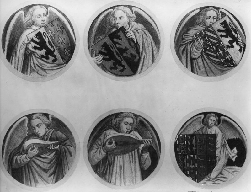 Relevé de la peinture murale : Salle échevinale d'Ypres - Six médaillons circulaires