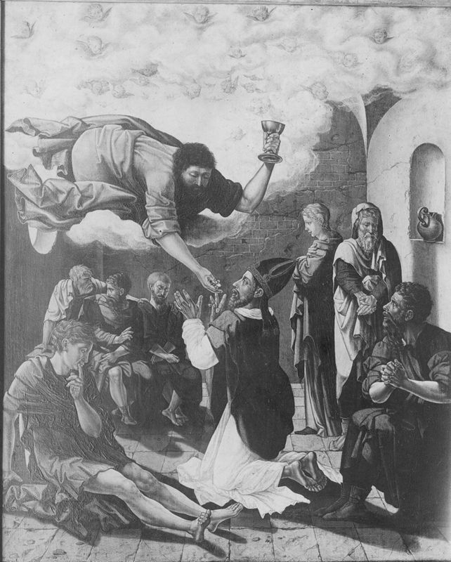 Retable de saint Denis : Communion miraculeuse de saint Denis / Le roi Dagobert découvre le tombeau de saint Denis