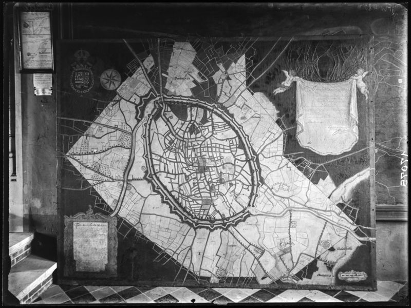 Plan van de stad Brugge met de Paallanden