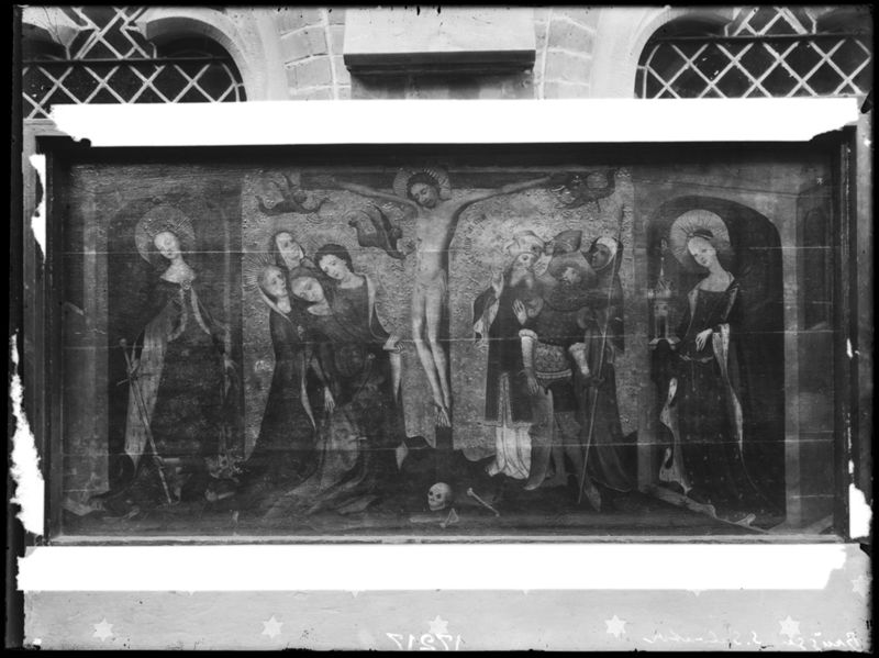 Kruisiging met de Heiligen Catharina en Barbara of Calvarie van de Huidenvetters