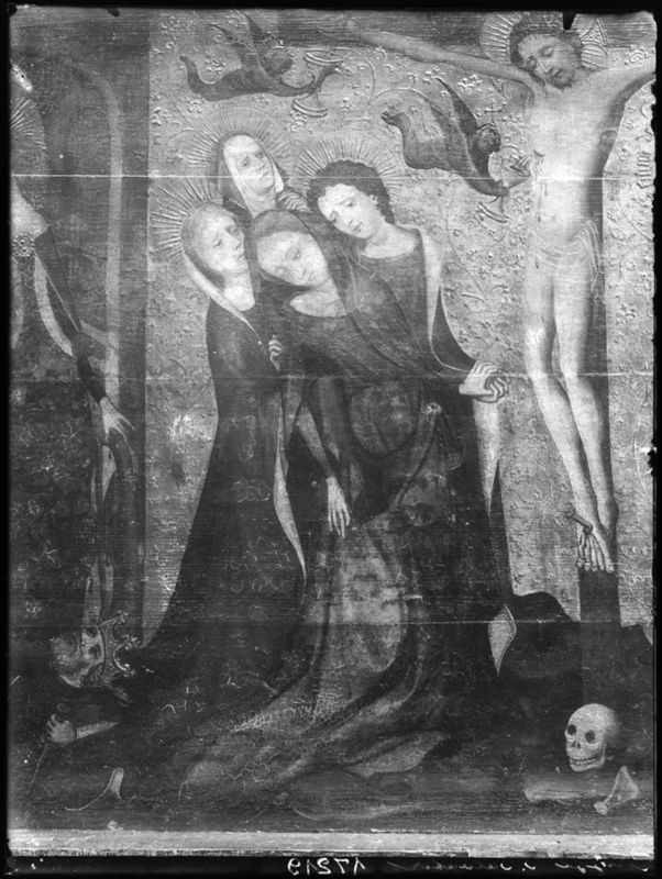 Kruisiging met de Heiligen Catharina en Barbara of Calvarie van de Huidenvetters