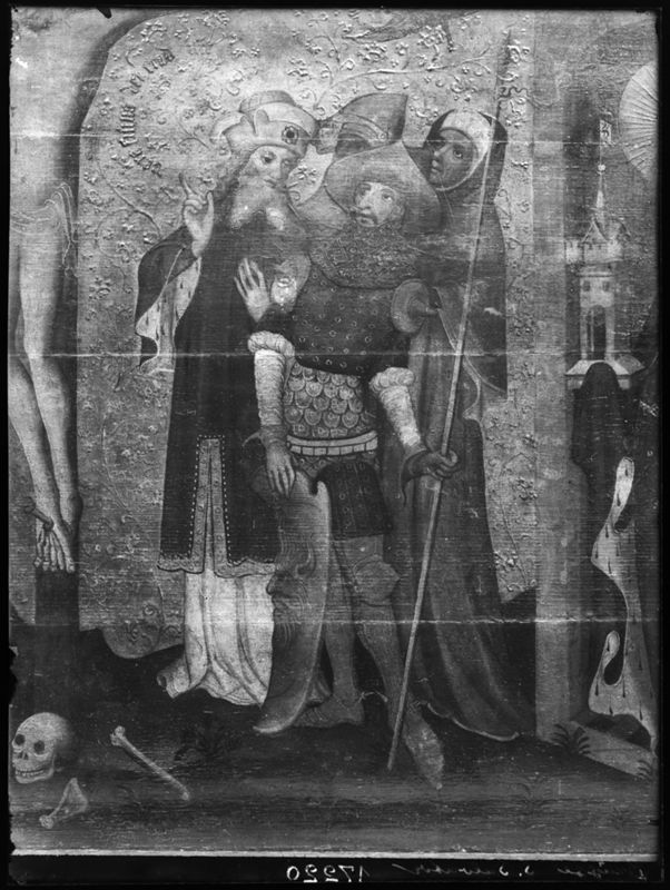 Kruisiging met de Heiligen Catharina en Barbara of Calvarie van de Huidenvetters