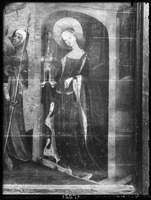 Kruisiging met de Heiligen Catharina en Barbara of Calvarie van de Huidenvetters