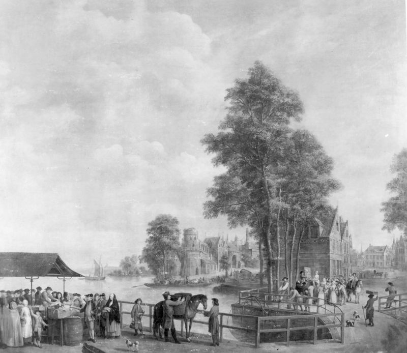 Scène avec marché aux poissons