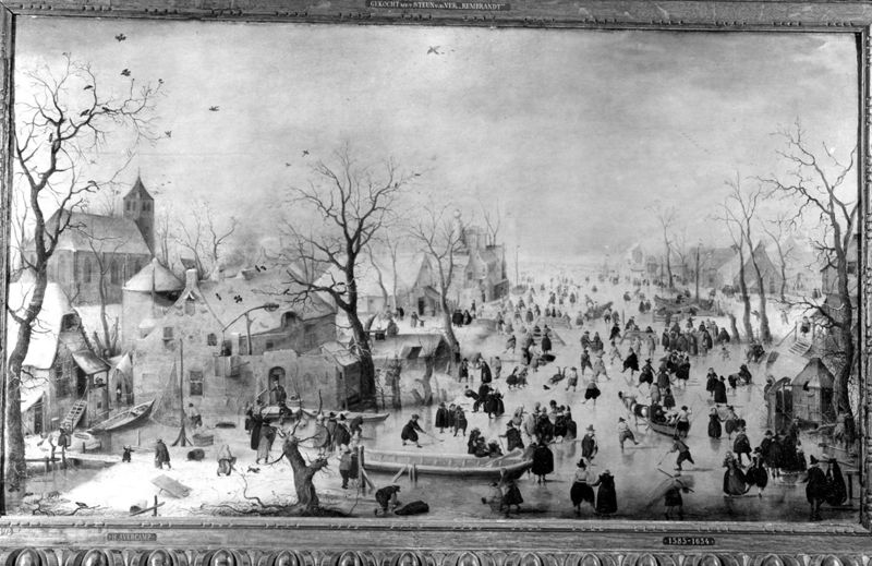 Winterlandschap met schaatsers