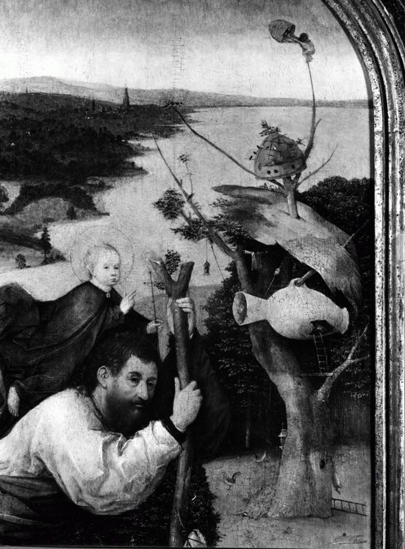 De heilige Christoffel draagt het Jezuskind