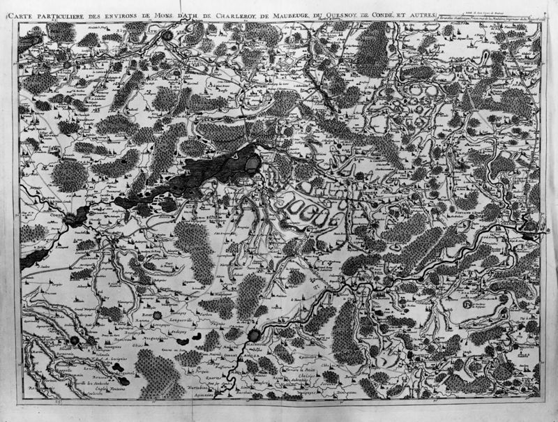 Carte des environs de Mons, Ath, Charleroi (partie centrale du comté de Haimaut)