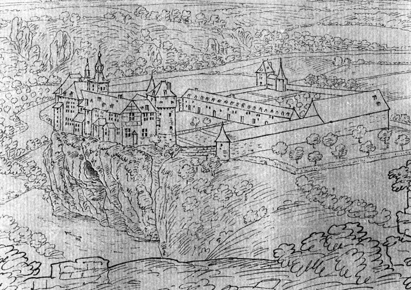 Les délices du Pays de Liège et de la comté de Namur : Dréhance, Château de Walzin (vu de la Lesse)