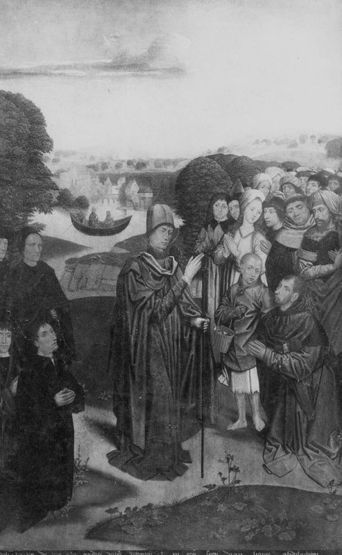Rumoldus geneest een kreupele / Rumoldus vaart naar Frankrijk
Legende Heilige Rumoldus (paneel 3)