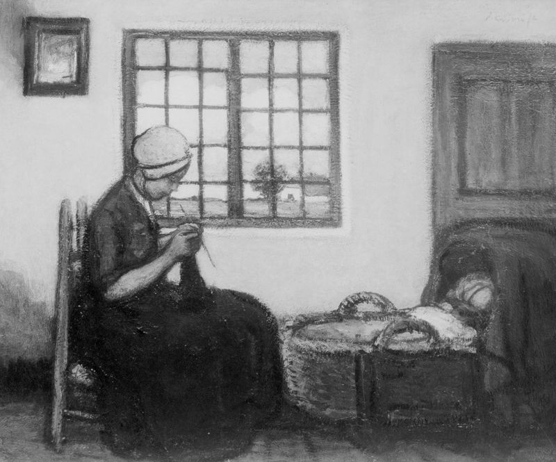 Binnenhuis met wieg