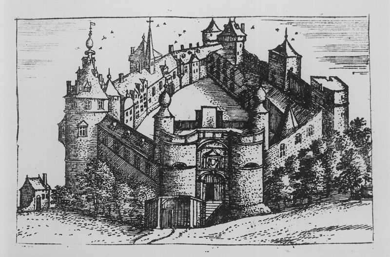 Gezicht in vogelvlucht op het kasteel van Gaasbeek