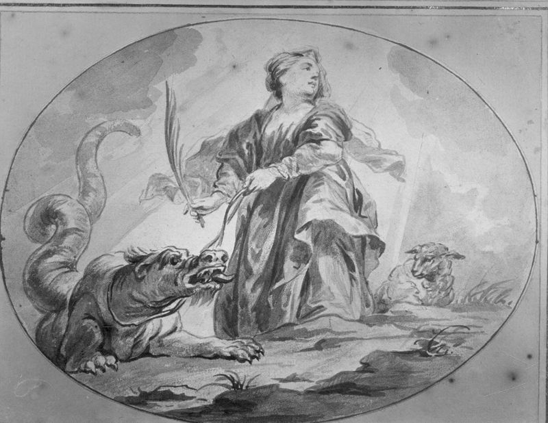 H. Margareta - voormalige schildering op de zoldering van de Carolus Borromeuskerk te Antwerpen