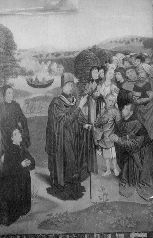 Rumoldus geneest een kreupele / Rumoldus vaart naar Frankrijk
Legende Heilige Rumoldus (paneel 3)