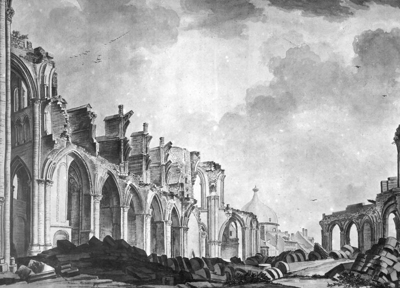Vue des ruines de l'ancienne cathédrale saint-Lambert