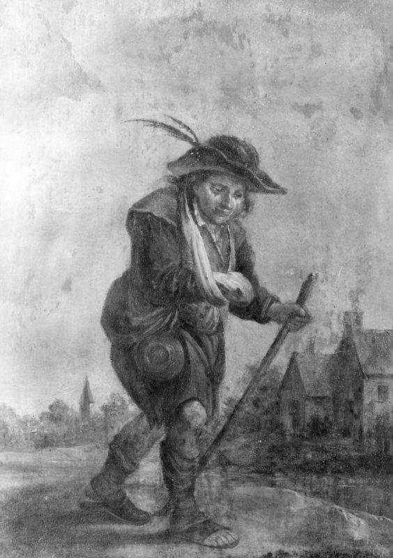 Pauvre blessé cheminant