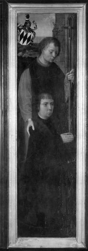 Opdracht in de Tempel, met schenkers op de luiken, en portret van Filips Wielant en Johanna van Halewijne met H. Filippus en H. Johannes
